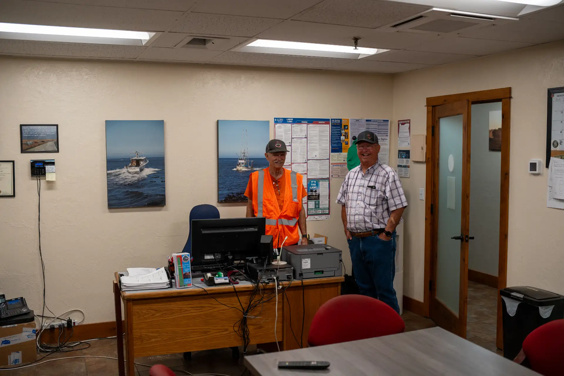 NW Trucking Academy instructors in the school office